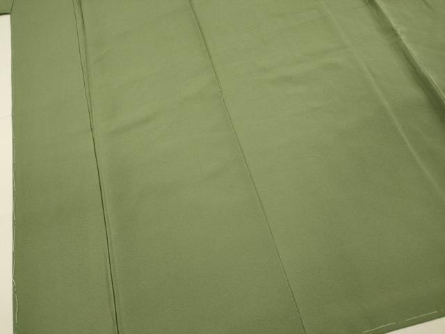 平和屋着物●上質な色無地　若葉色　正絹　逸品　DAAR7036we
