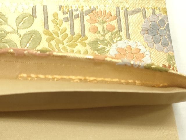 平和屋着物■六通柄袋帯 唐織 風景草花文 金糸 正絹 逸品 DAAR7580sf