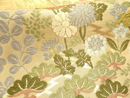 平和屋着物■六通柄袋帯 唐織 風景草花文 金糸 正絹 逸品 DAAR7580sf