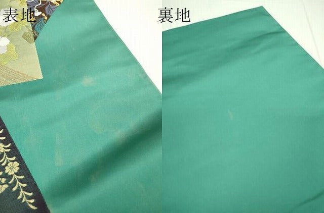 平和屋着物●世界的人形師　辻村寿三郎　ジュサブロー　全通柄袋帯　色紙花鳥文　金糸　正絹　逸品　DAAR8913fe