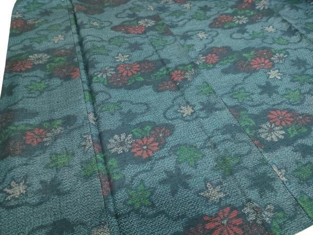 平和屋着物▽上質な紬 単衣 雲取り花文 正絹 逸品 未使用 DAAS0045az