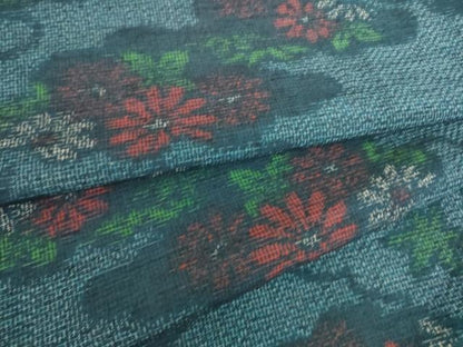 平和屋着物▽上質な紬 単衣 雲取り花文 正絹 逸品 未使用 DAAS0045az