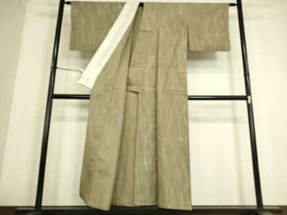 平和屋着物▽上質なお召 単衣 変わり縞 正絹 逸品 DAAS0046az