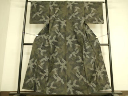 平和屋着物▽上質な紬 単衣 葉尽くし 正絹 逸品 未使用 DAAS0048az