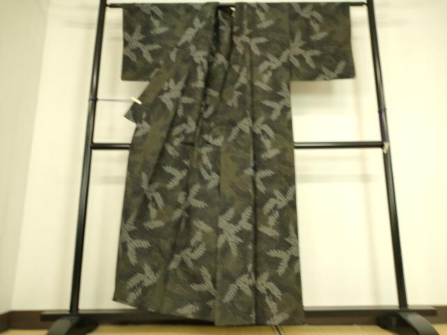 平和屋着物▽上質な紬 単衣 葉尽くし 正絹 逸品 未使用 DAAS0048az