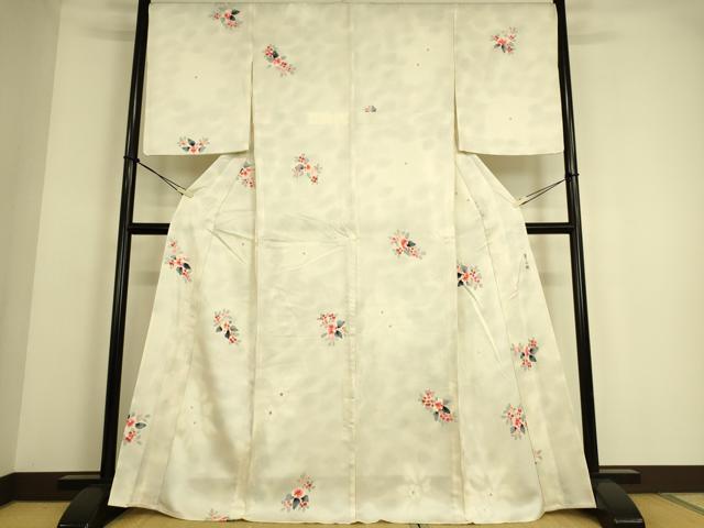 平和屋着物▽上質な小紋 単衣 作家物 華の園 舞花文 手描き 正絹 逸品 DAAS0049az