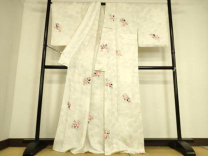 平和屋着物▽上質な小紋 単衣 作家物 華の園 舞花文 手描き 正絹 逸品 DAAS0049az