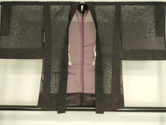 平和屋着物▽羽織　スリーシーズン　春夏秋　塵除け　紗　霞文　黒色　正絹　逸品　DAAS0051az