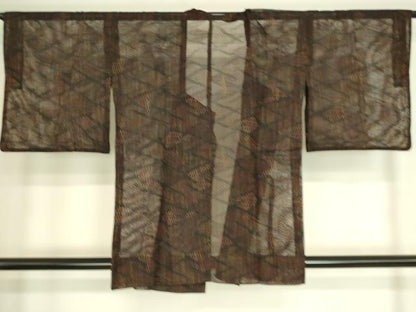 平和屋着物▽道行コート スリーシーズン 春夏秋 塵除け 菱文 正絹 逸品 DAAS0057az