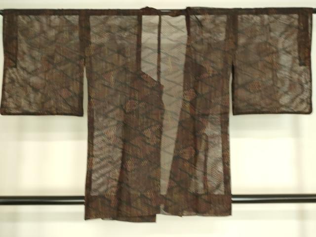 平和屋着物▽道行コート スリーシーズン 春夏秋 塵除け 菱文 正絹 逸品 DAAS0057az
