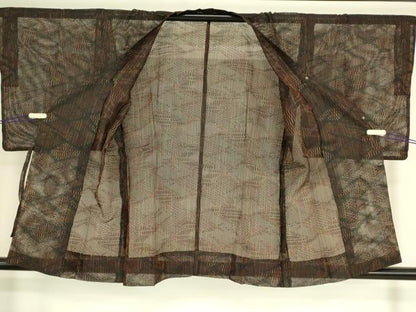 平和屋着物▽道行コート スリーシーズン 春夏秋 塵除け 菱文 正絹 逸品 DAAS0057az