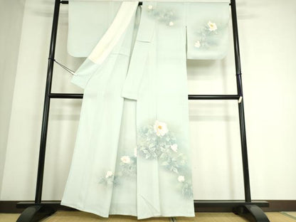 平和屋着物▽訪問着 単衣 草花文 正絹 逸品 DAAS0058az