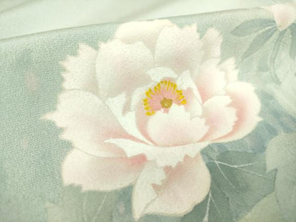 平和屋着物▽訪問着 単衣 草花文 正絹 逸品 DAAS0058az
