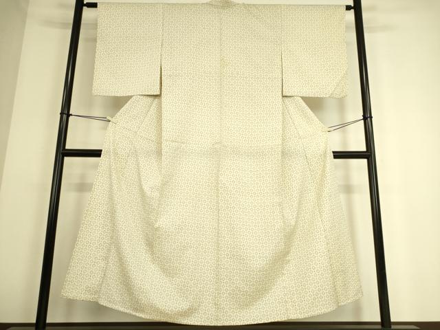 平和屋着物▽本塩沢　単衣　菱文　正絹　逸品　DAAS0059az