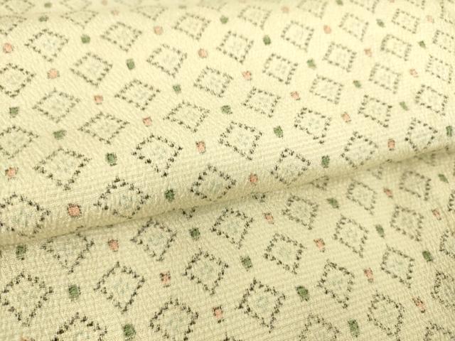 平和屋着物▽本塩沢　単衣　菱文　正絹　逸品　DAAS0059az