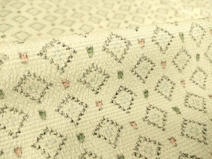 平和屋着物▽本塩沢　単衣　菱文　正絹　逸品　DAAS0059az