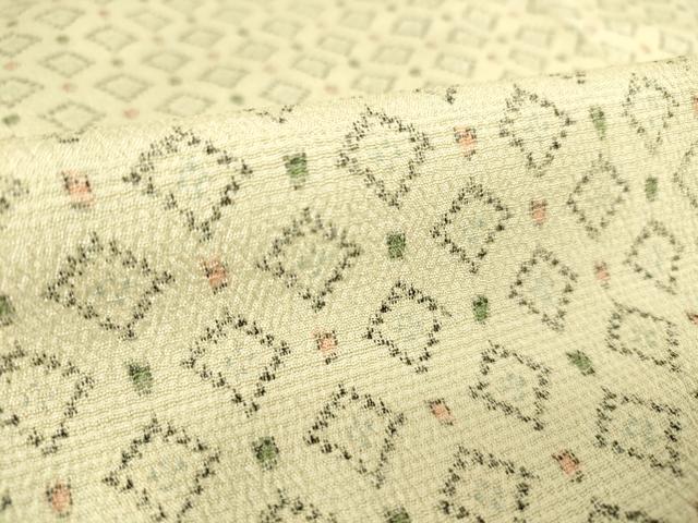 平和屋着物▽本塩沢　単衣　菱文　正絹　逸品　DAAS0059az