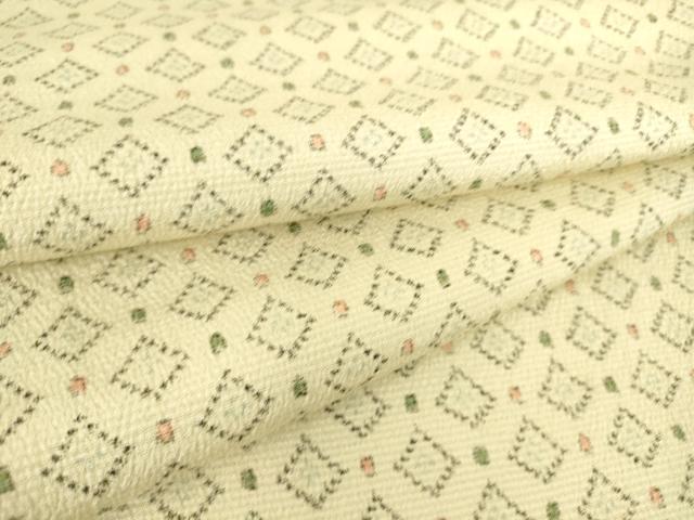 平和屋着物▽本塩沢　単衣　菱文　正絹　逸品　DAAS0059az
