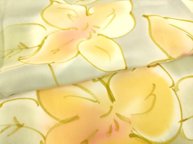 平和屋着物▽上質な小紋 単衣 草花文 暈し染め 正絹 逸品 DAAS0060az
