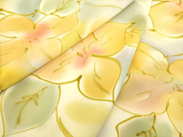 平和屋着物▽上質な小紋 単衣 草花文 暈し染め 正絹 逸品 DAAS0060az