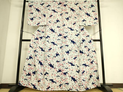 平和屋着物▽上質な小紋 単衣 花尽くし 正絹 逸品 DAAS0062az