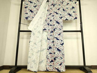 平和屋着物▽上質な小紋 単衣 花尽くし 正絹 逸品 DAAS0062az