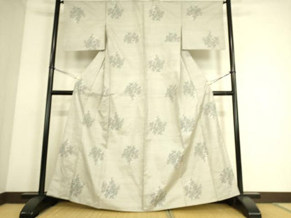 平和屋着物▽本場大島紬 白大島 単衣 色紙花文 正絹 逸品 DAAS0064az