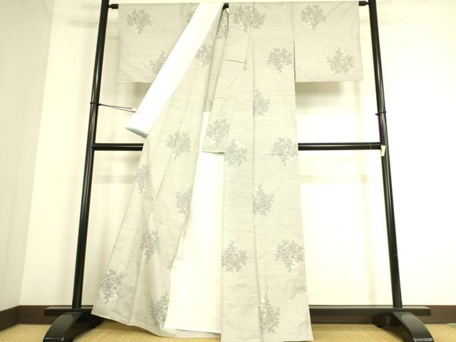 平和屋着物▽本場大島紬 白大島 単衣 色紙花文 正絹 逸品 DAAS0064az