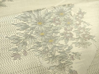 平和屋着物▽本場大島紬 白大島 単衣 色紙花文 正絹 逸品 DAAS0064az