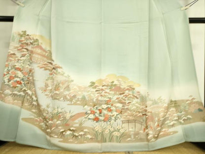 平和屋着物▽豪華色留袖 単衣 名所風景文 暈し染め 金彩 正絹 逸品 DAAS0072az
