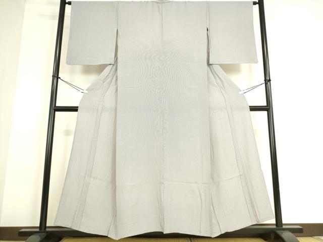 平和屋着物▽江戸小紋　単衣　万筋　濃鼠色×白鼠色　正絹　逸品　DAAS0074az