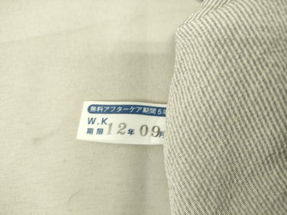 平和屋着物▽江戸小紋　単衣　万筋　濃鼠色×白鼠色　正絹　逸品　DAAS0074az