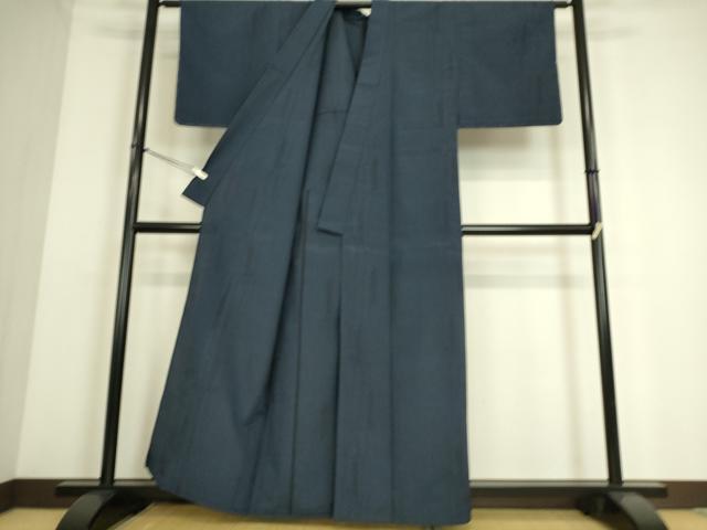 平和屋着物▽本塩沢　単衣　変わり縞間道　110亀甲　　正絹　逸品　DAAS0075az