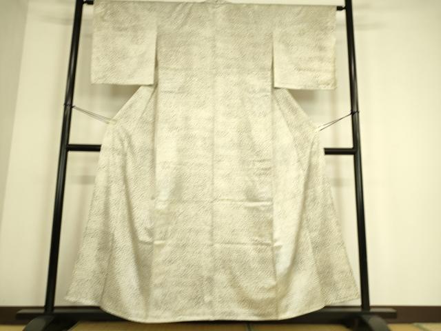 平和屋着物▽上質な小紋 単衣 石畳文 銀彩 鈴乃屋扱い 正絹 逸品 DAAS0077az