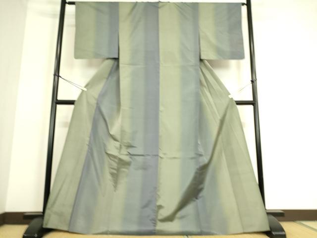 平和屋着物▽本場縞大島紬 単衣 縞 川野謹製 反端付き 正絹 逸品 DAAS0087az