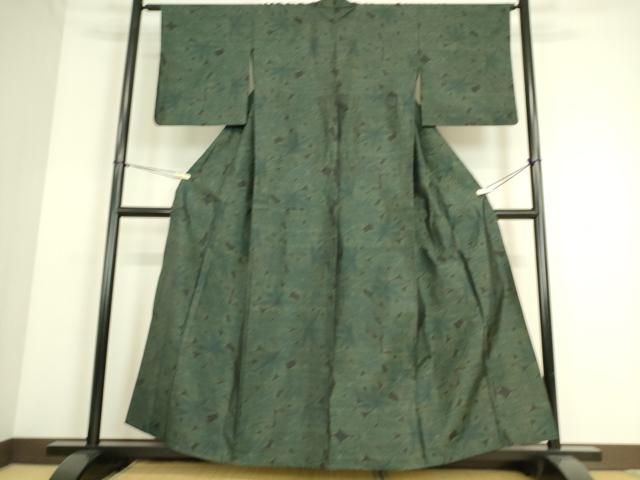 平和屋着物▽本場大島紬 単衣 葉尽くし 正絹 逸品 DAAS0089az