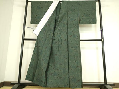 平和屋着物▽本場大島紬 単衣 葉尽くし 正絹 逸品 DAAS0089az
