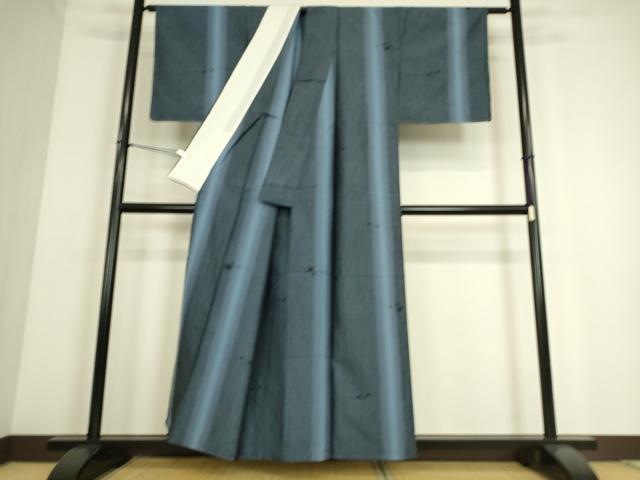平和屋着物▽上質な紬 単衣 横段絣文 正絹 逸品 DAAS0090az