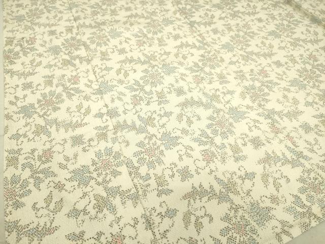 平和屋着物▽本塩沢 単衣 花唐草文 正絹 逸品 DAAS0091az