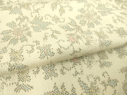 平和屋着物▽本塩沢 単衣 花唐草文 正絹 逸品 DAAS0091az