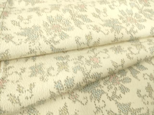 平和屋着物▽本塩沢 単衣 花唐草文 正絹 逸品 DAAS0091az