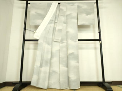 平和屋着物▽上質な小紋 単衣 流水地紋 暈し染め 正絹 逸品 未使用 DAAS0097az
