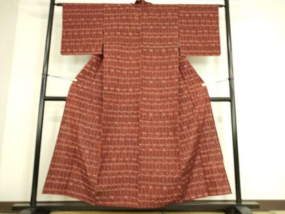平和屋着物▽上質な紬 単衣 絣文様 正絹 逸品 DAAS0098az