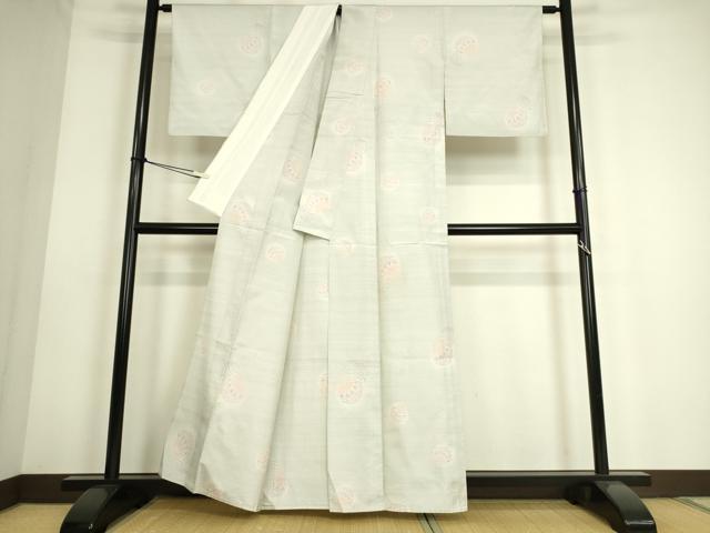 平和屋着物▽本場大島紬 白大島 単衣 花毬文 正絹 逸品 DAAS0119az