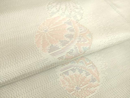 平和屋着物▽本場大島紬 白大島 単衣 花毬文 正絹 逸品 DAAS0119az
