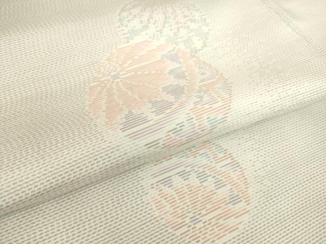 平和屋着物▽本場大島紬 白大島 単衣 花毬文 正絹 逸品 DAAS0119az