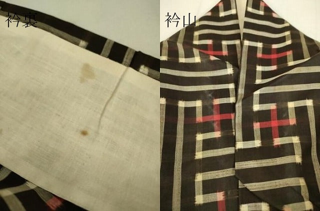 平和屋着物▽本場大島紬　龍郷絣　秋名バラ　単衣　正絹　逸品　DAAS0126az