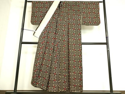平和屋着物▽本場大島紬　龍郷絣　秋名バラ　単衣　正絹　逸品　DAAS0126az