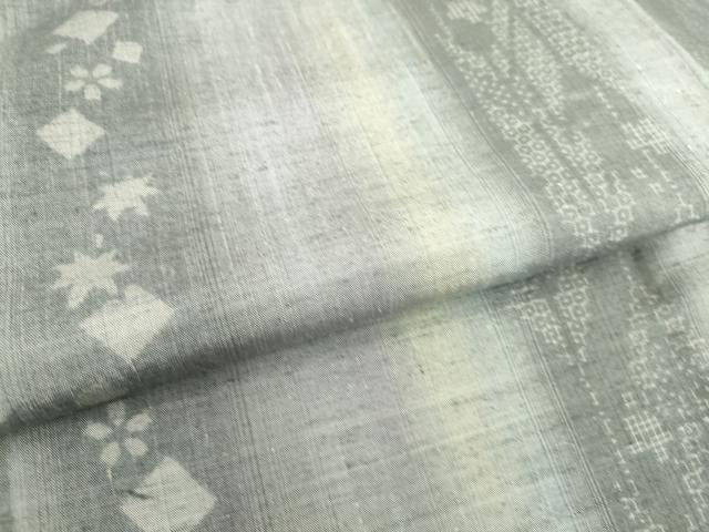 平和屋着物▽結城紬　単衣　舞花間道　80亀甲　正絹　逸品　DAAS0127az