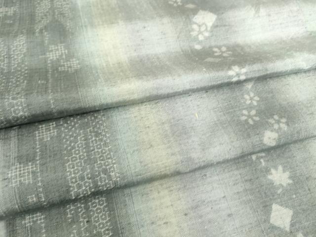 平和屋着物▽結城紬　単衣　舞花間道　80亀甲　正絹　逸品　DAAS0127az